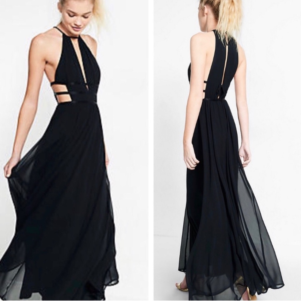 Express strappy cutout black maxi dress